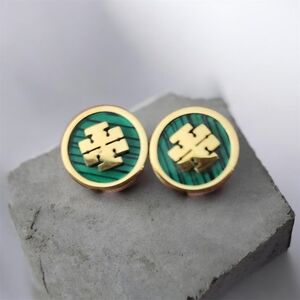 Tory Burch Gold and Teal Cufflinks